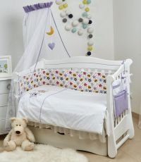 Постільний комплект 8 ел Twins 3D Funny Stars (бампер мембрана) 4079-S-004, violet